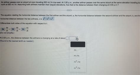 Solved An Airliner Passes Over An Airport At Noon Traveling Chegg