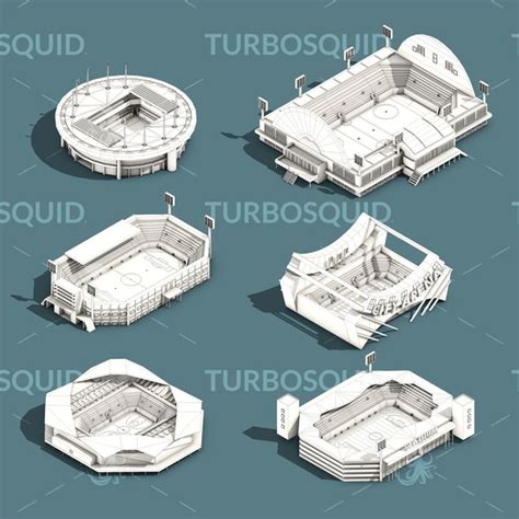 3d Low Poly Stadium Set Isometric Icon Model Turbosquid 1721613