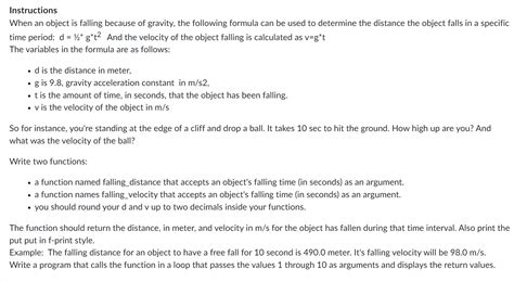 Solved InstructionsWhen An Object Is Falling Because Of Chegg