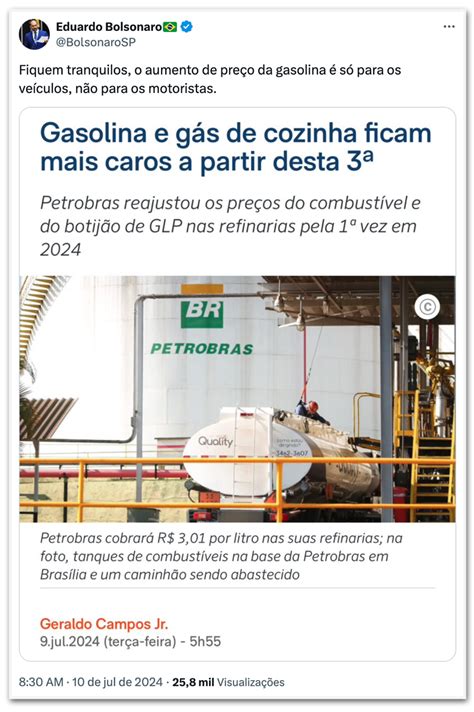 Eduardo Bolsonaro ironiza aumento do preço da gasolina