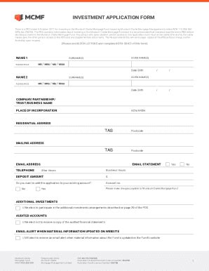 Fillable Online Fillable Online Investment Application Form Fax Email