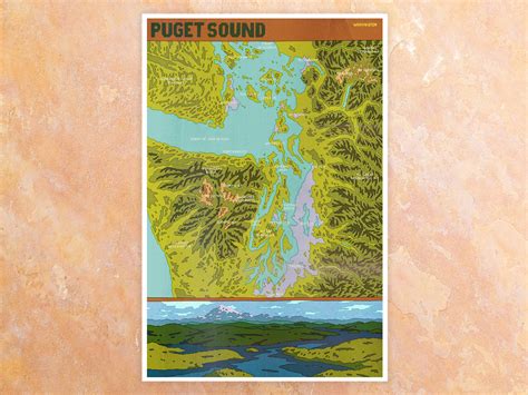 Puget Sound Map Illustrated Map Poster PNW Washington - Etsy