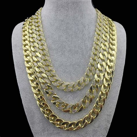 2019 14mm 30 Gold Filled Mens Miami Cuban Link Chain 24 Iced Out Hip