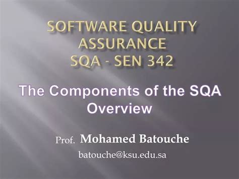 Ppt Software Quality Assurance Sqa Sen 342 Powerpoint Presentation