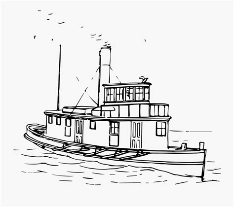 Clipart - Tugboat Black And White , Free Transparent Clipart - ClipartKey