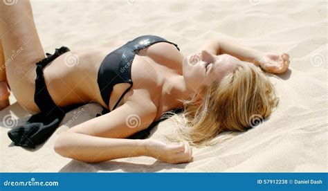 Girl Lying On Sunny Sandy Beach Stock Footage Video Of Relax Bikini