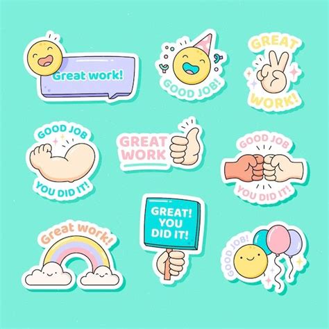 Free Vector Good Job And Great Job Stickers Set Sticker Design