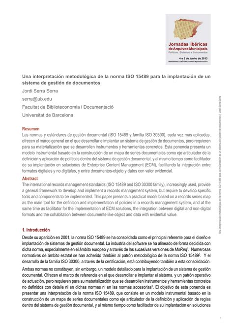 Una interpretación metodológica de la norma ISO 15489 para la