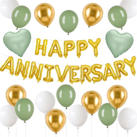 amazoncom anniversary decorations green goldhappy anniversary foil