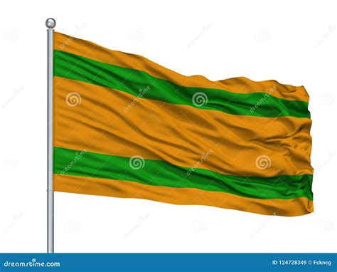 Lares 1956 City Flag on Flagpole, Puerto Rico, Isolated on White Background Stock Illustration ...