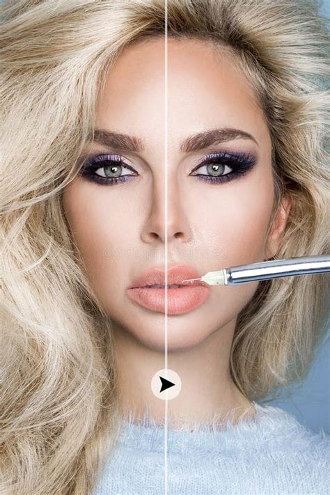 Portrait Of Beautiful Blonde Woman With Perfect Face And Stock Photo Image Of Lifting Care