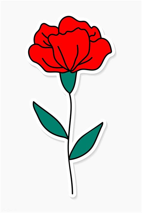 Download premium vector of Red carnation flower sticker vector 2034520 ...