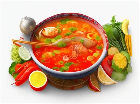 Premium Ai Image Tom Yum Kung Thai Hot Spicy Soup With Lemon Grass