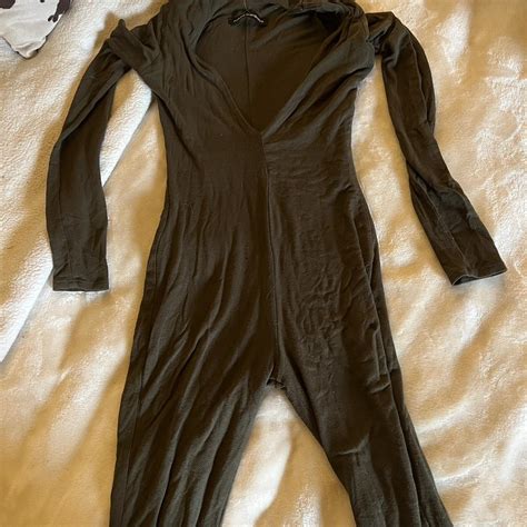 Naked Wardrobe Women S Khaki And Green Playsuit Romper Depop