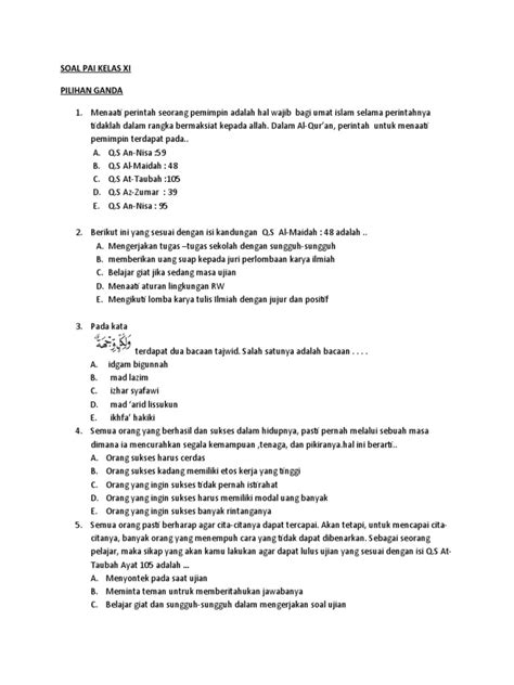 Soal Pai Kelas Xi Pdf