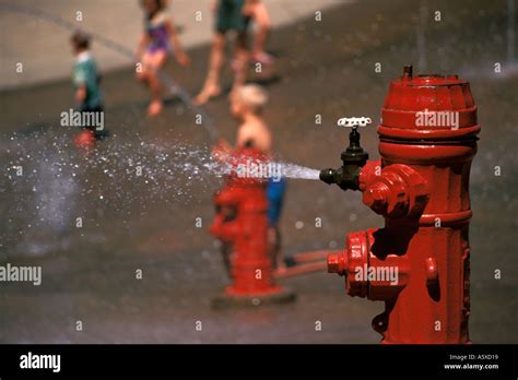 Fire Hydrant Spraying Water In A Children S Park On Granville Island