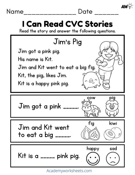 Short i Phonics Worksheets CVC Words - Academy Worksheets