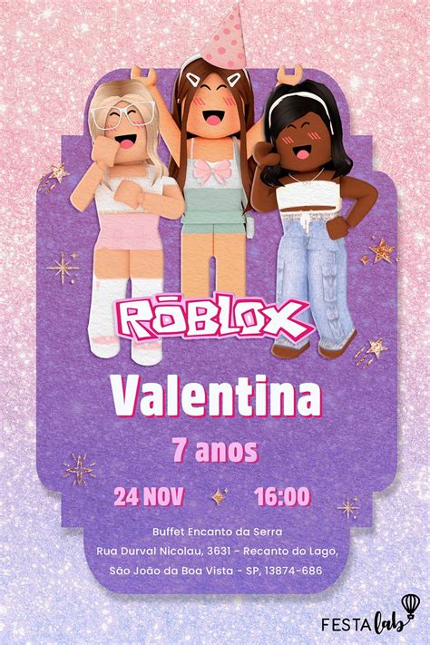 Criar convite de aniversário Convite Roblox FestaLab