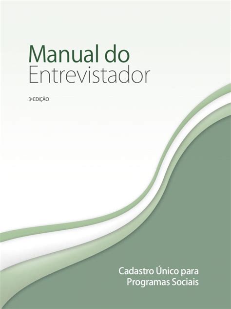 Cadastro Nico Para Programas Sociais Manual Do Entrevistador