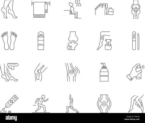 Iconos De La Línea De La Salud De Los Pies Signos Vector Ilustración Esquema Concepto Imagen