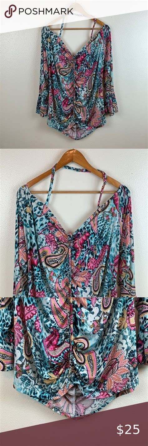 Venus Cold Shoulder Bell Sleeve Top On Bright Colors And Animal Print