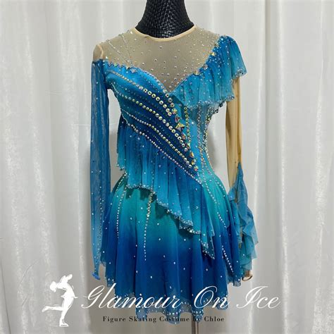 blue figure skating dress custom competition ice skater costume etsy