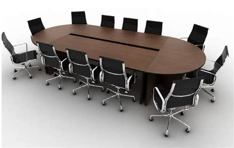 Brown Rectangular Wooden Conference Table Seating Capacity 12 Chair