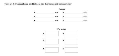 Solved There are 6 strong acids you need to know. List their | Chegg.com