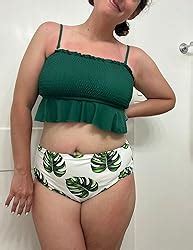 Amazon CUPSHE Women S High Waist Bikini Swimsuit Ruffle Two Piece Bathing Suit Clothing
