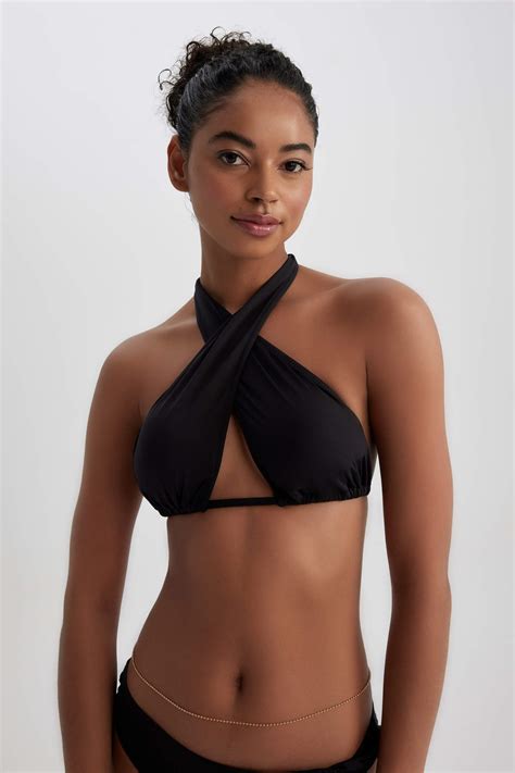 Siyah Kadın Boyundan Bağlamalı Bikini Üstü DeFacto