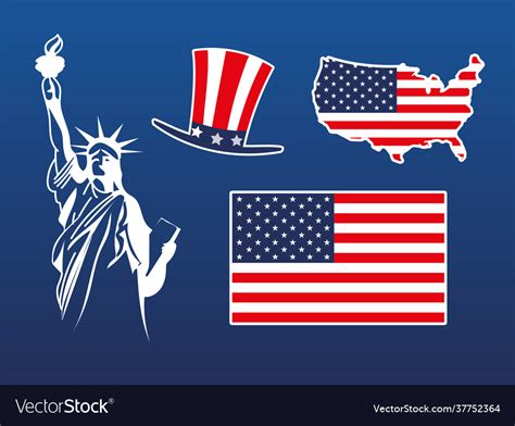 American Flag Set Royalty Free Vector Image Vectorstock