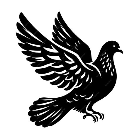 Beautiful Dove Bird Flying Silhouette Vector Illustration Isolated On A