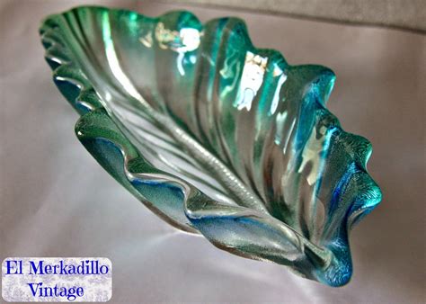 Cuenco De Cristal Vintage Mod Hoja El Merkadillo Vintage