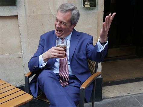 Nigel Farage Celebrates Brexit With Pint Of Beer The Independent