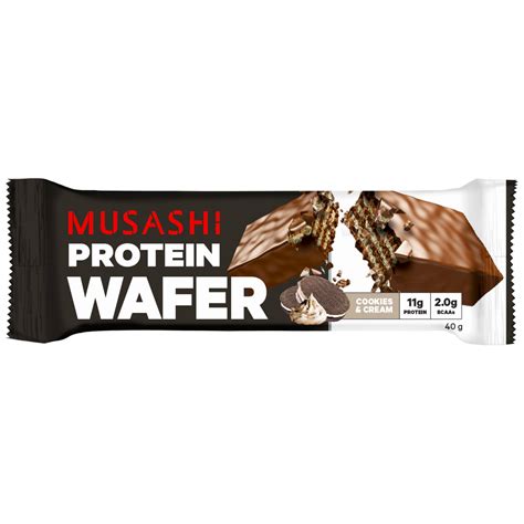 Musashi Protein Wafer 12 X 40g Bars Cookies And Cream Flavour Discount Chemist