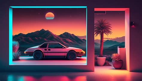 Synthwave ретро-дизайн 80-х Подробный ретро-фон в стиле 80-х AI ...