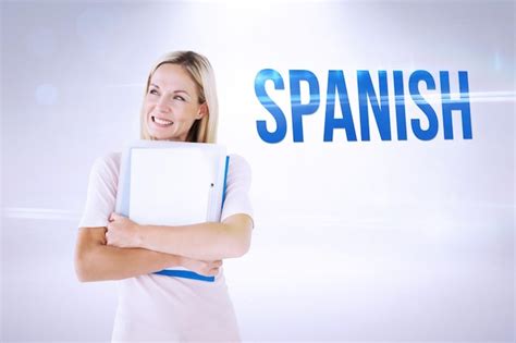 Premium Photo The Word Spanish And Mature Student Smiling Against