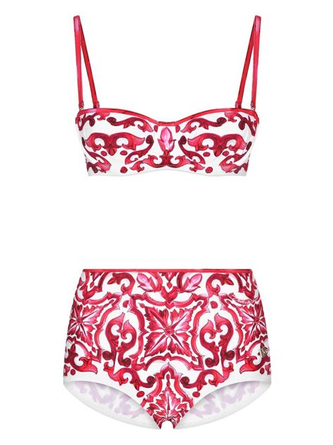 Dolce Gabbana Majolica Bikini Red Editorialist