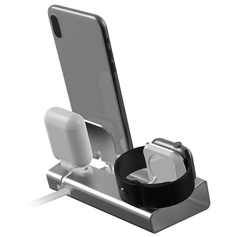 Алюминиевый 3 в 1 зарядная док-станция для iPhone X XR XS Max 8 7 Apple ...