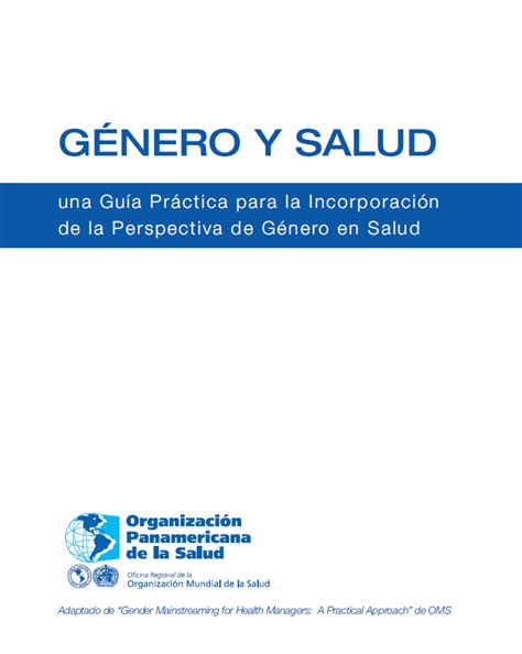 Género Y Salud Una Guía Práctica Para La Incorporación De La