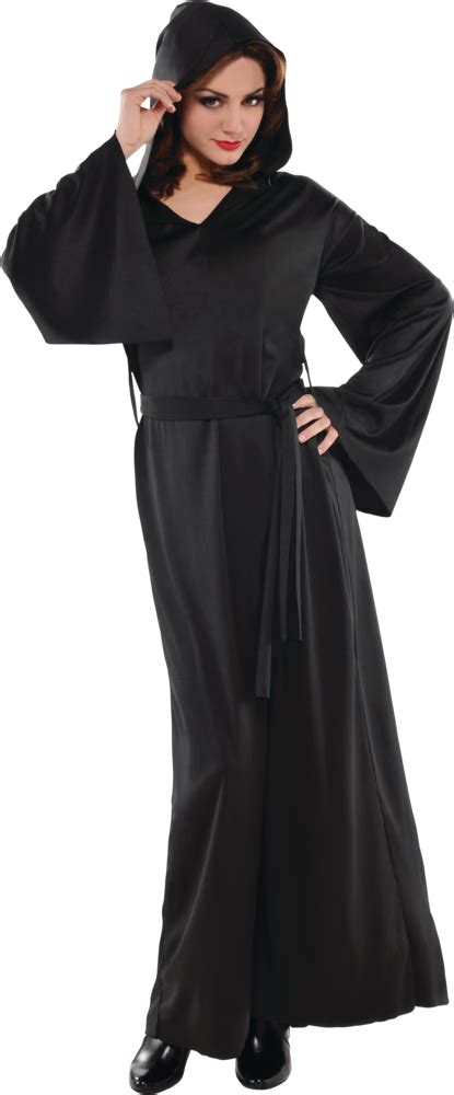 Adult Grim Reaper Horror Robe With Hood Black One Size Wearable