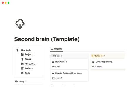 Second Brain Task And Resource Management Notion Template