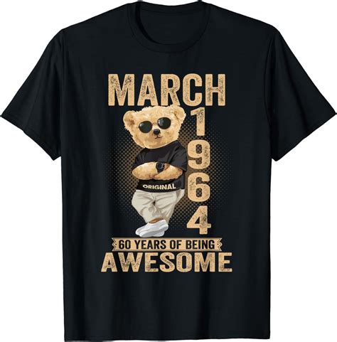 March 1964 60th Birthday 2024 60 Years Of Being Awesome Gift T Shirt