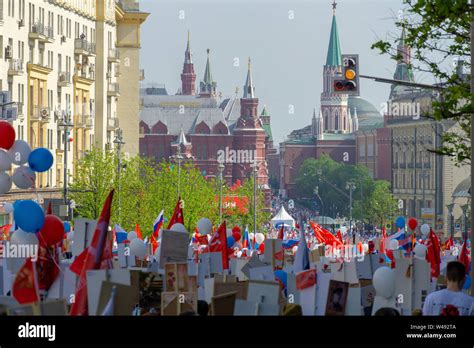 Mosca Russia Maggio Reggimento Immortale Processione Nel