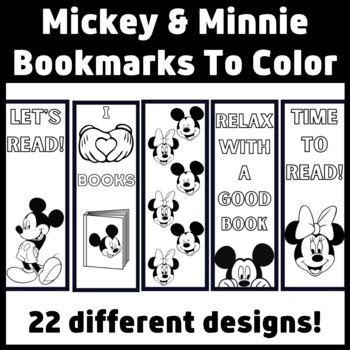 Mickey Minnie Coloring Bookmarks By The Classy Classroom Vip Tpt