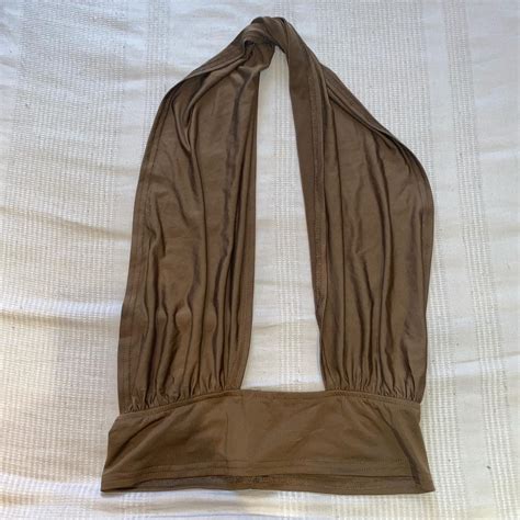 Nude Brown Halter Neck Crop Top Worn Once Stretchy Depop