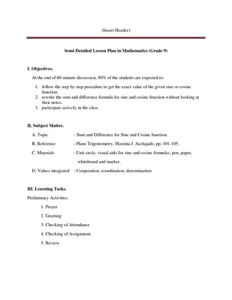 Semi Detailed Lesson Plan In Mathematics