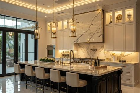 premium photo  luxury kitchen  elegant marble accents designer