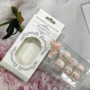 Amazon YUBX Square Toe Press On Nails Clear Nude Toenails Gold Foil Fake Nails Pcs