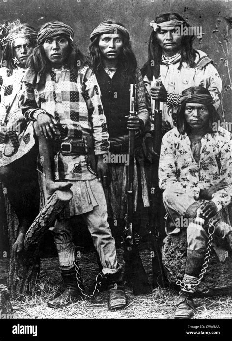 Apache Indians A Group Of Apaches Two Of Whom Are In Chains And Soon